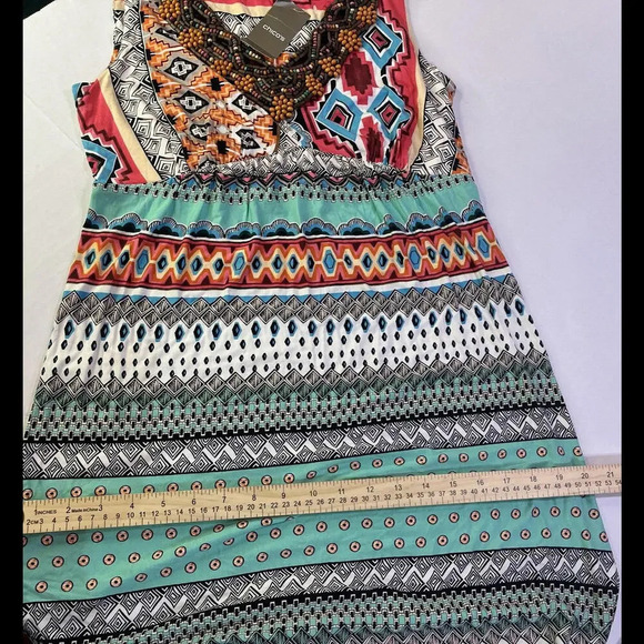 Chicos Floral Aztec Colorful Boho Hippie Stretchy Printed Maxi Dress Size 0 NWT - Picture 10 of 12